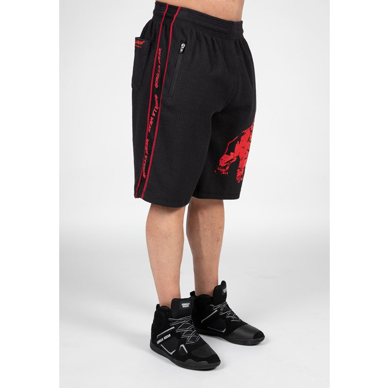 Buffalo Old School Workout Shorts - Black/Red - Image 2