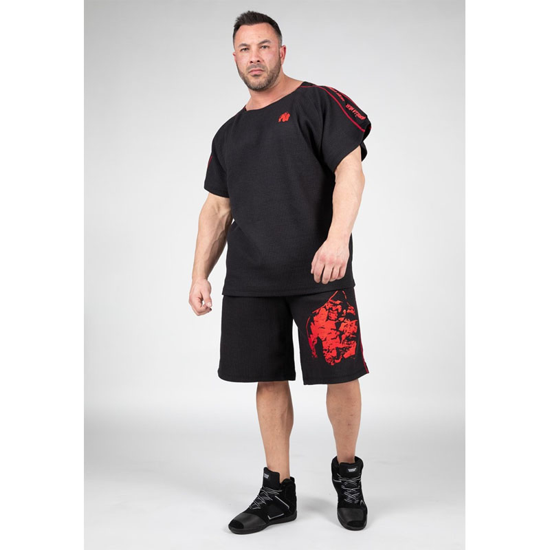 Buffalo Old School Workout Shorts - Black/Red - Image 4