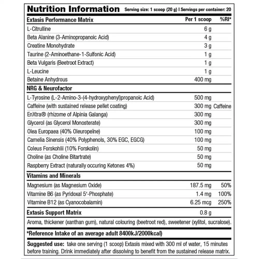 Stacker 2 Extasis Pre Workout 400gr - Tropical Fruit - Image 2